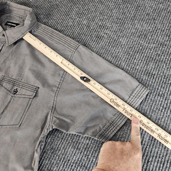 Decibel Shirt Mens 3XL Gray Short Sleeve Button Front Casual Top Western Pockets - Picture 10 of 13